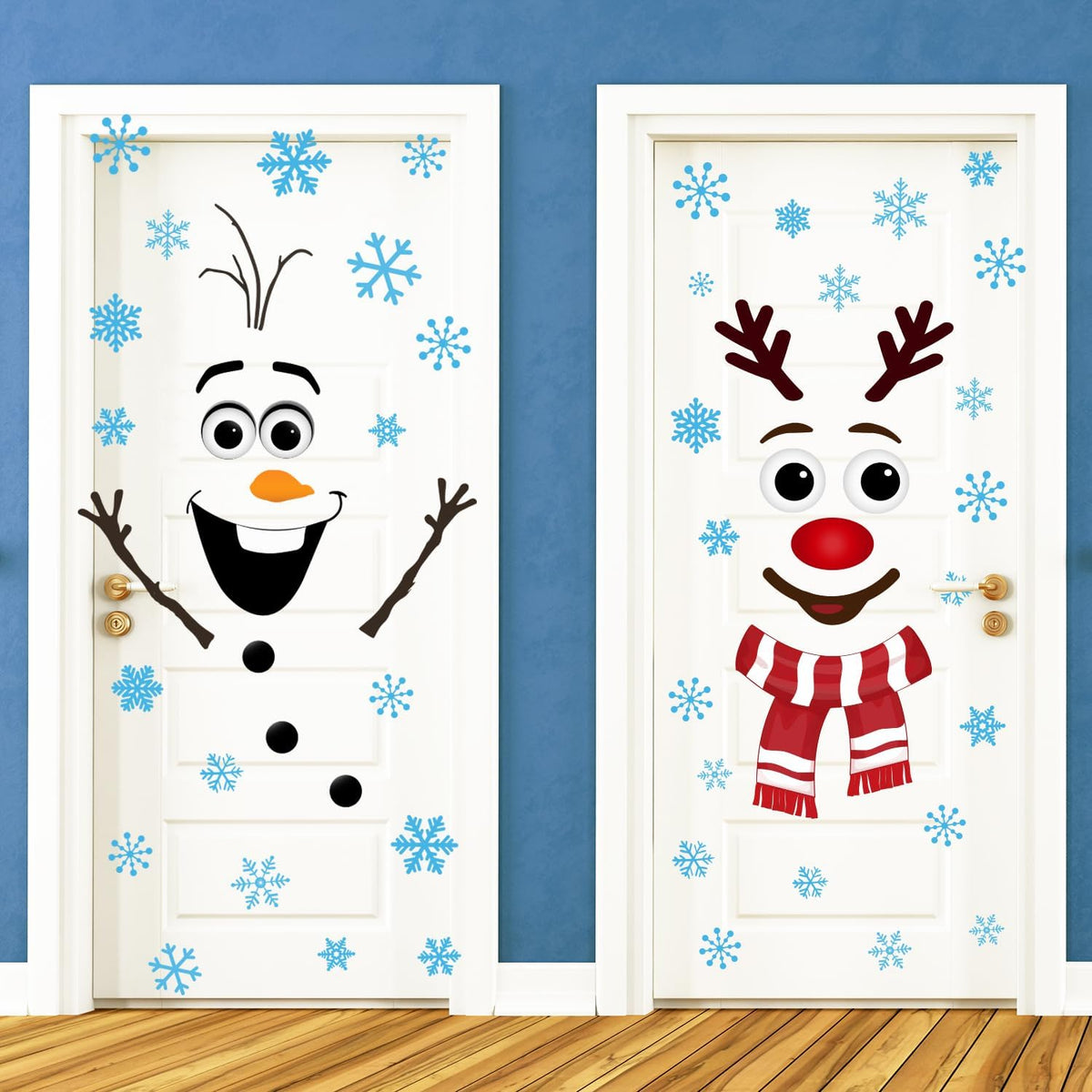 Christmas Door Decorations, Snowman Wall Stickers For Windows & Doors