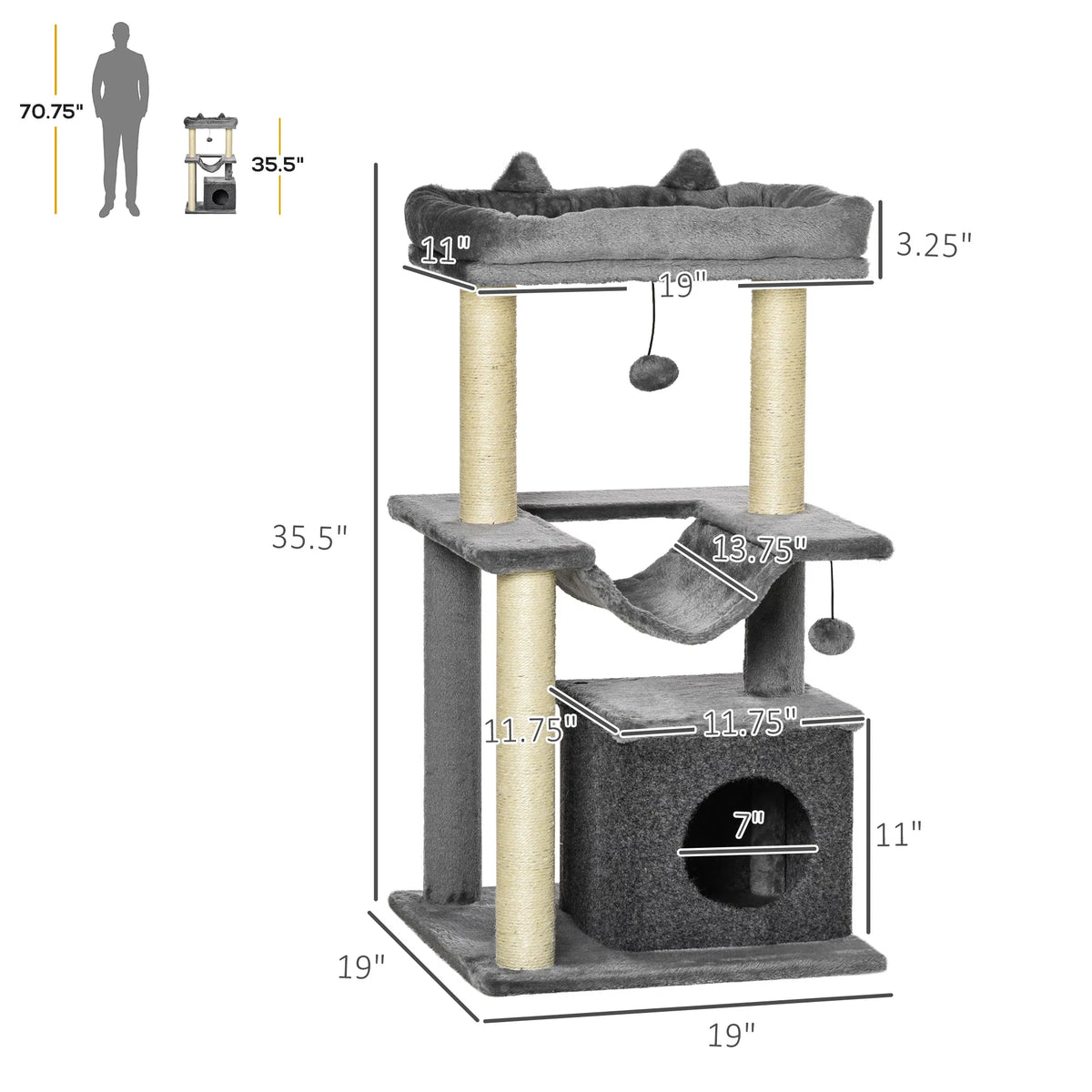 39.25'' Cat Tree Tower Multi-level Kitten House With Scratching Post