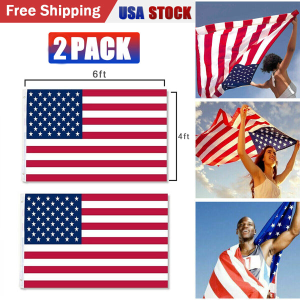 2pcs 4X6FT 120*180cm American Flag USA Flag Printed Nylon Flag National