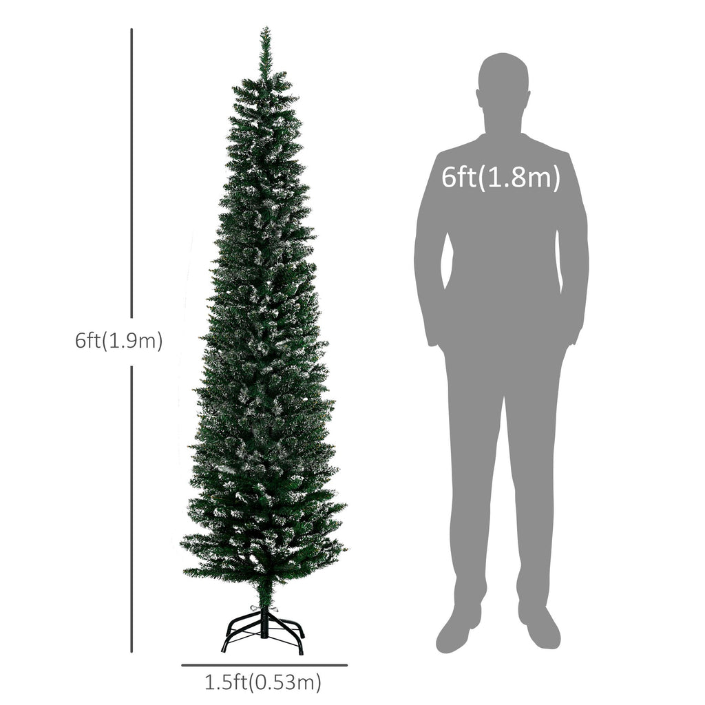 6FT Artificial Snow Dipped Christmas Tree Xmas Pencil Tree Holiday Home