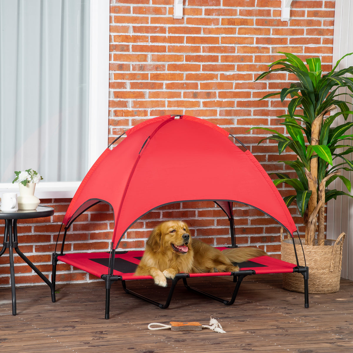 48" X 36" Elevated Portable Dog Cot Cooling Pet Bed With UV Protection