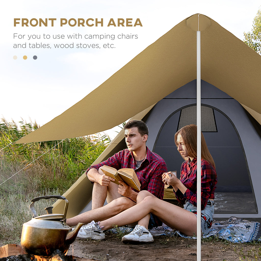 15.4'x15.4'x8.5' Teepee Tent, Waterproof Camping Tent With Porch Area
