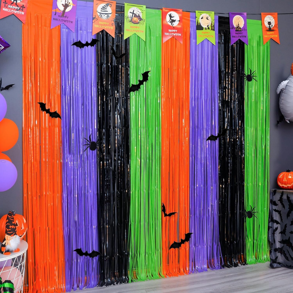 Halloween Party Decor, Halloween Backdrop With Bat Stickers, 2 Pack 3.3