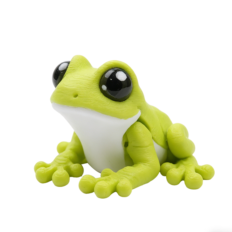 3D Printed 4PCS Colorful Frog Figurines With Pond Display, Articulated