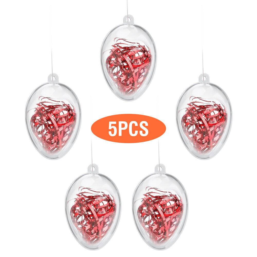 5 PCS Clear Plastic Christmas Balls Baubles Sphere Fillable Xmas Tree