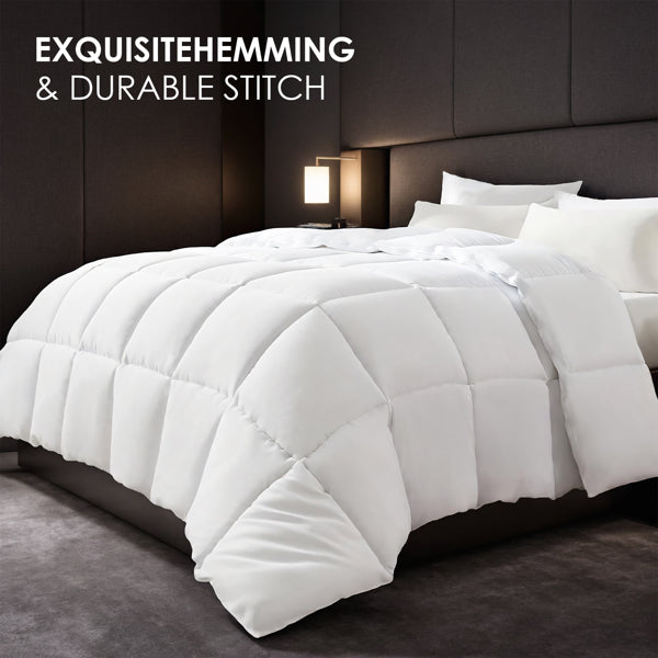 Extra Large White Checkered Plump Duvet - Luxury Hotel-grade Bedding