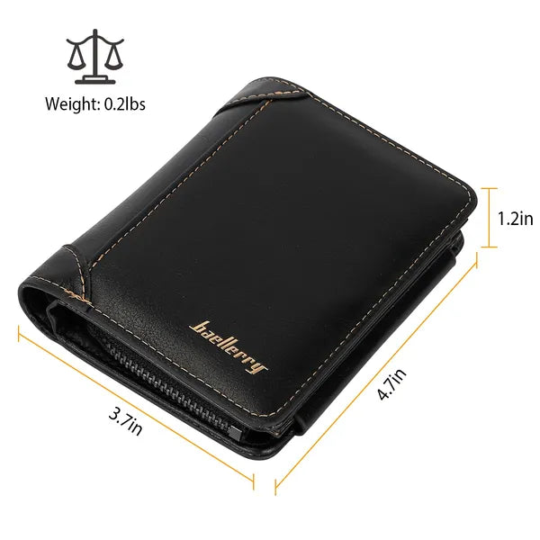 Men Leather Wallet ID Card Holder Purse Trifold Clutch Money Zipper
