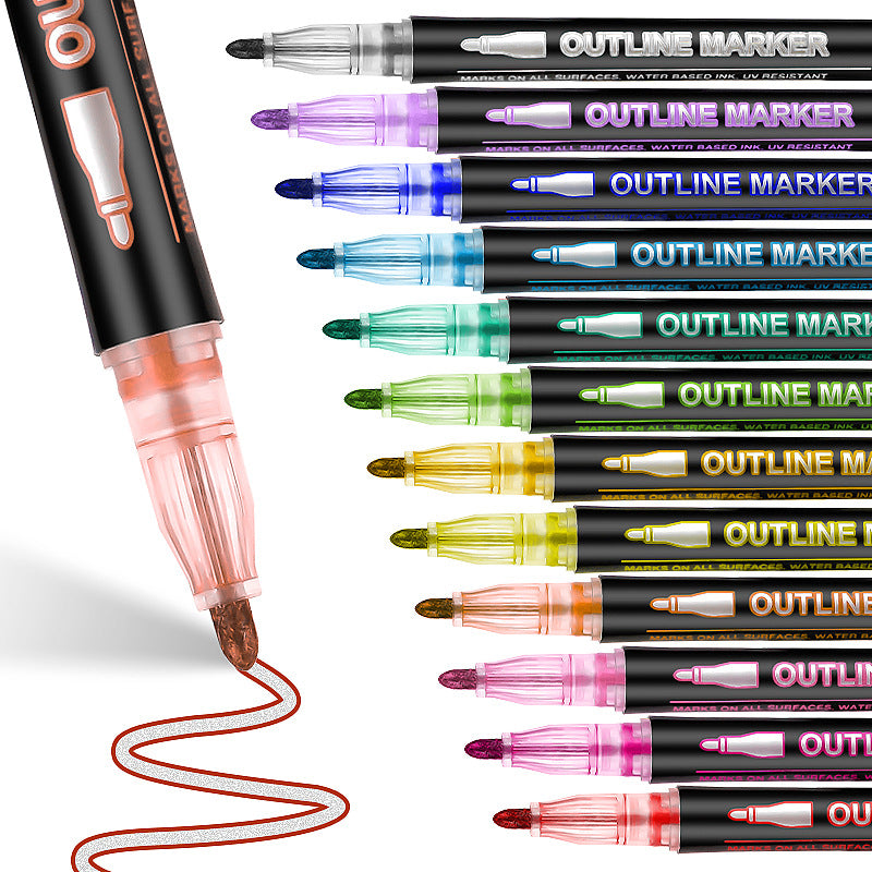 Double Line Outline Pen 24 Color Suit Dream Color Mark Fluorescent