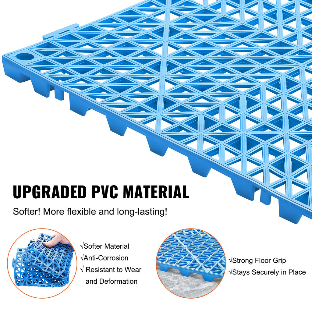 Vevor Interlocking Tile 55PCS Blue, Drainage Tiles Splicing, PVC