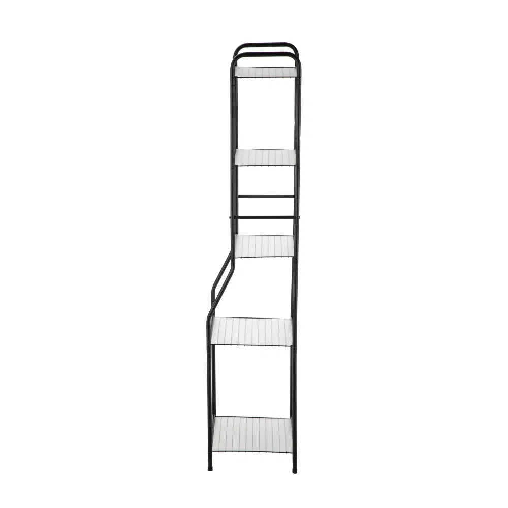 Matte Black Steel 5-Shelf Bathroomstoragetower Unit