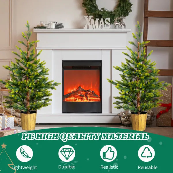 2 Pack 4 FT Dual Tone Artificial Christmas Tree With Pot Stand, Potted