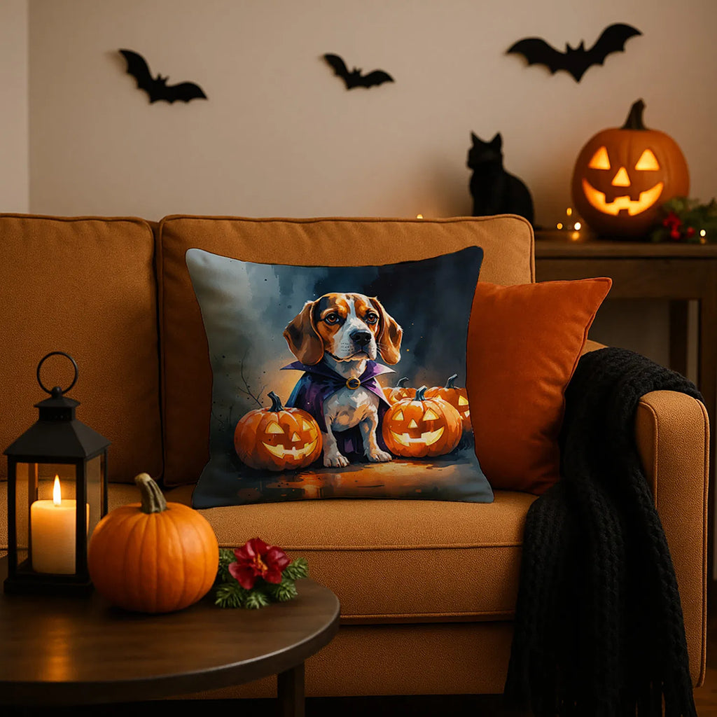 Beagle Puppy Halloween Throw Pillow Machine Washable, Indoor Outdoor