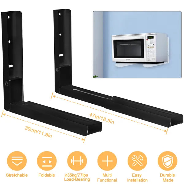 L-shaped Microwave Wall Mount Shelf, Rust Resistant Carbon Steel