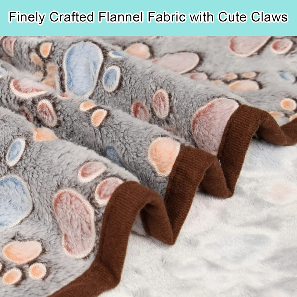 3 Pack Pet Blanket, Soft Plush Paw Print Dog Blanket Washable, Warm