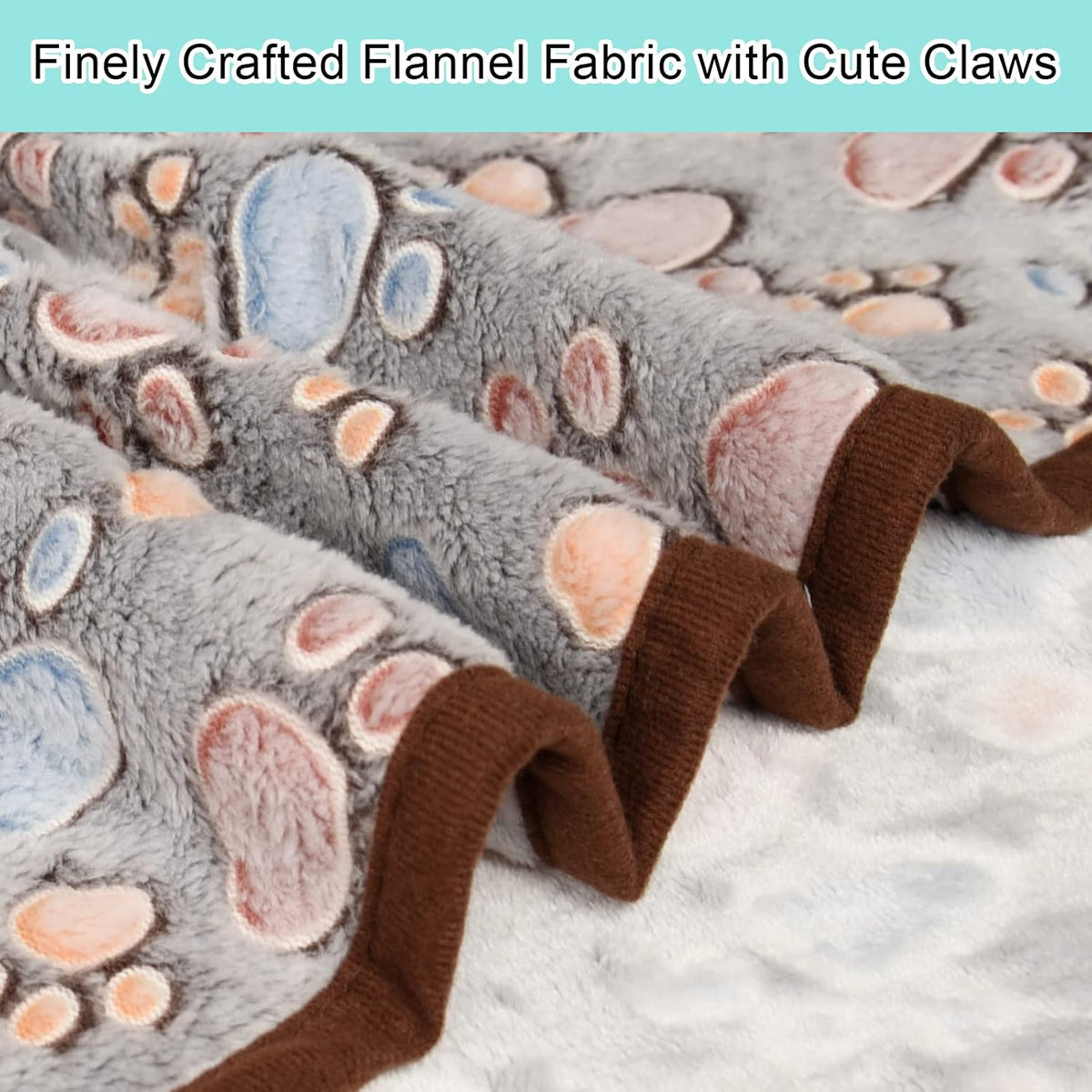 3 Pack Pet Blanket, Soft Plush Paw Print Dog Blanket Washable, Warm