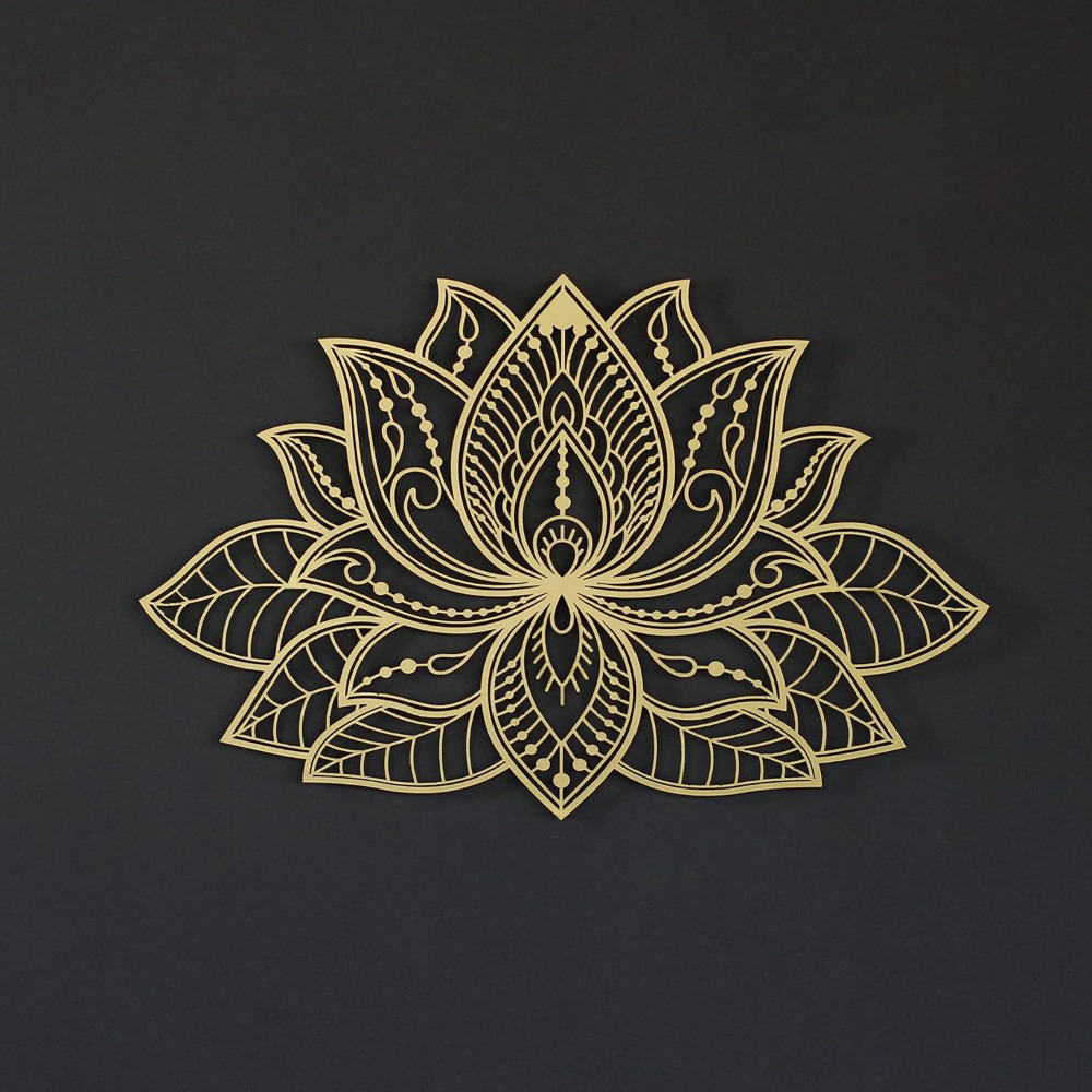 Radiant Lotus Mandala Metal Wall Art - Zen Bohemian Decor For Living