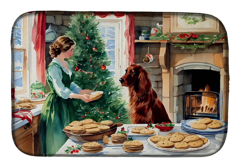 Irish Setter Christmas Cookies Dish Drying Mat Absorbent Dish Drying