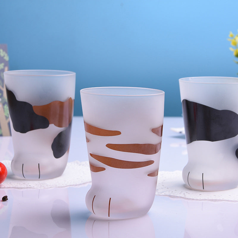Creative Cute Cat Paws Glass Tiger Paws Mug Office Coffee Mug Tumbler