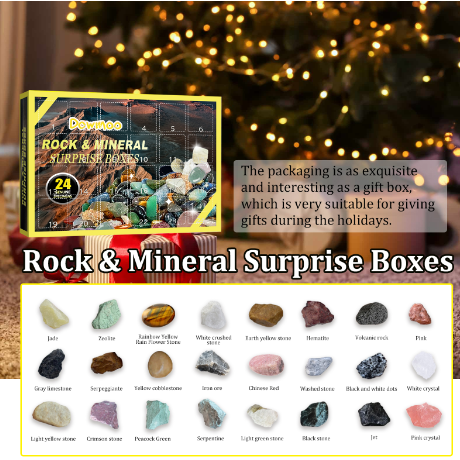 Owmoo Ore Blind Box Christmas Toy Gift Box 24 Days Treasure Ore Blind
