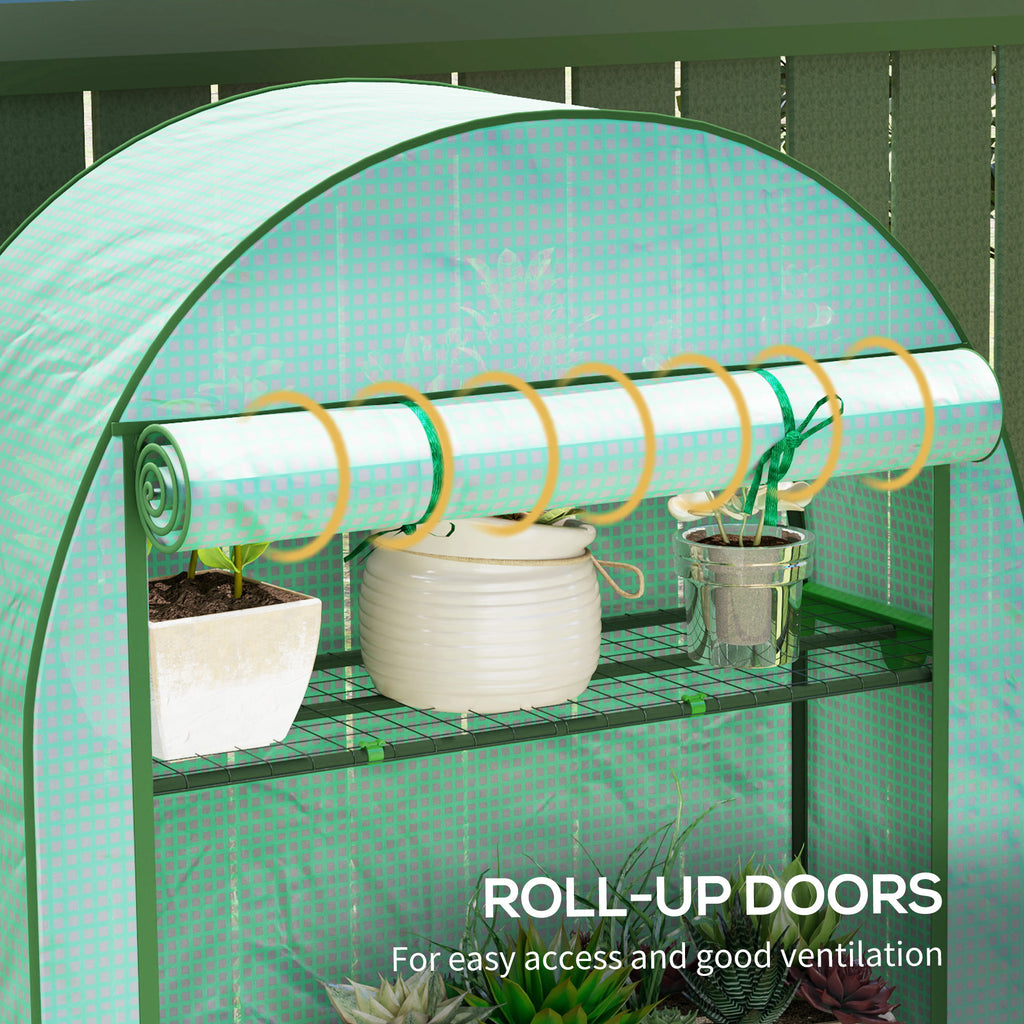 Mini Greenhouse, Portable Greenhouse With 4 Tier Shelves, Roll-up Door