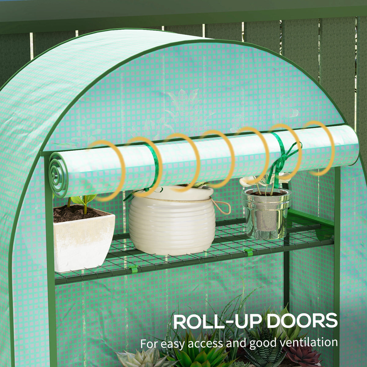 Mini Greenhouse, Portable Greenhouse With 4 Tier Shelves, Roll-up Door