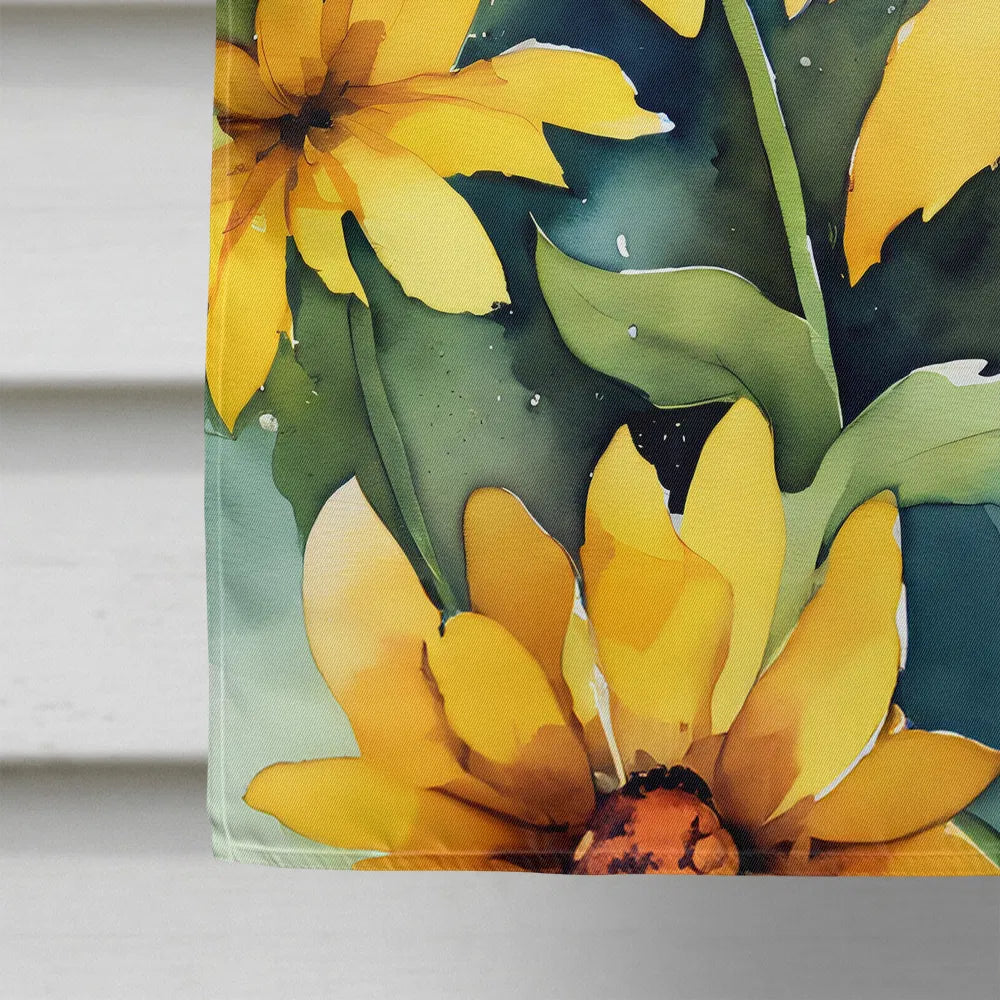 Maryland Black-eyed Susans In Watercolor House Flag Large Porch Sleeve