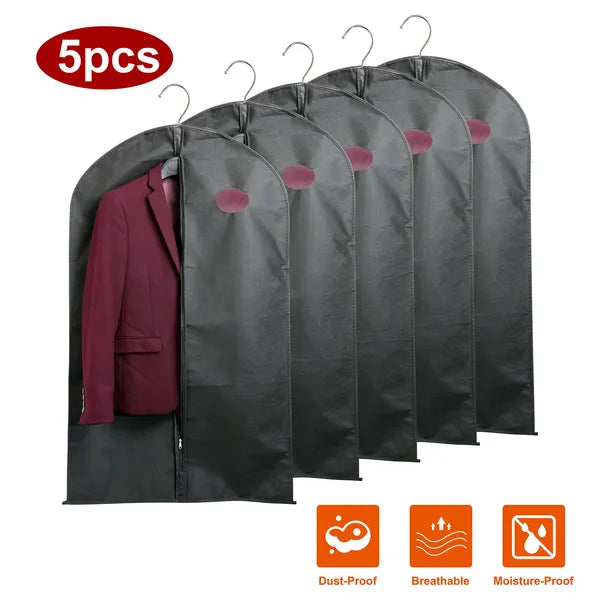 5Pcs 39" Garment Bags Hanging Suit Bags Covers Breathable With Full