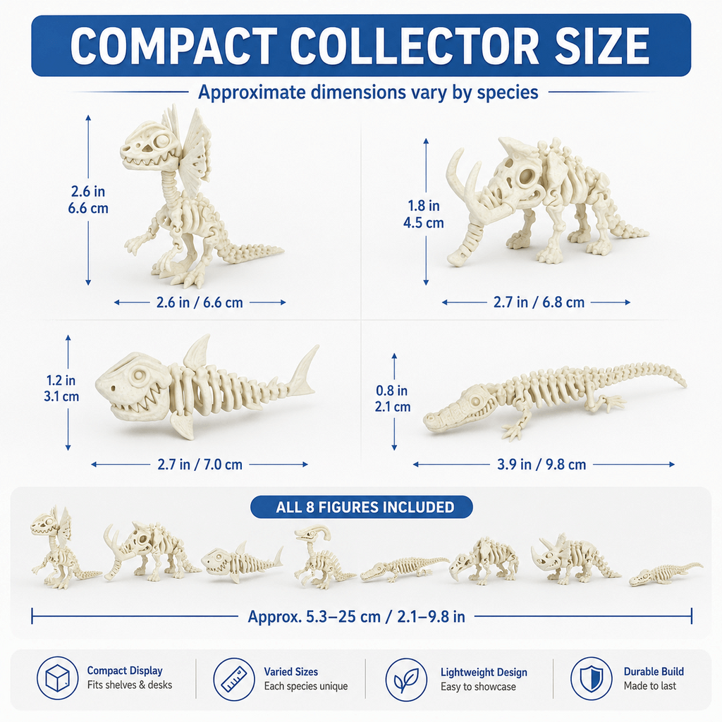 1PC 3D Printed Articulated Prehistoric Skeleton Figure, Bone-like