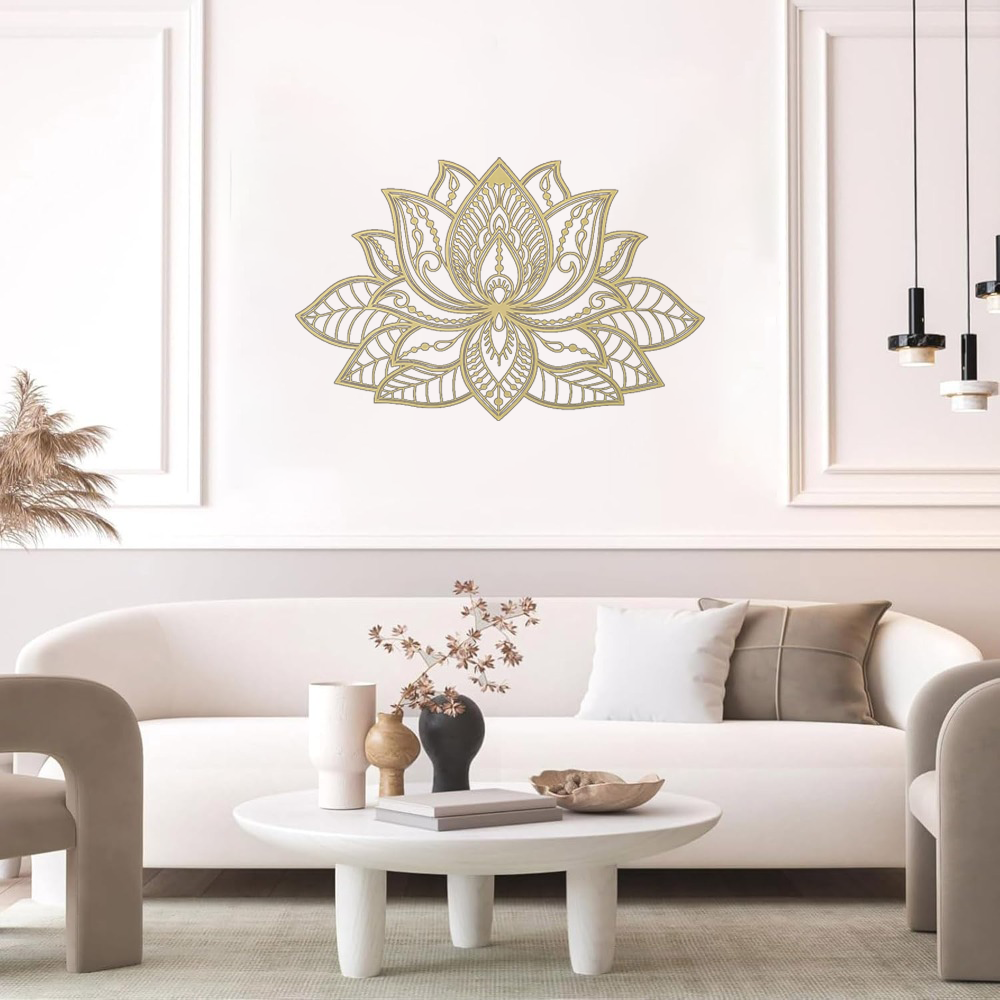 Radiant Lotus Mandala Metal Wall Art - Zen Bohemian Decor For Living