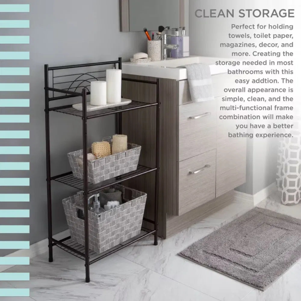 3 Shelves Tiered Ironstorageshelf In Oil Rubbed Bronze