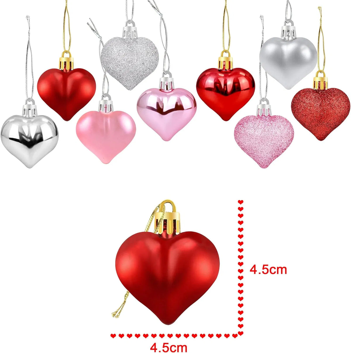 36Pcs Valentines Heart Shaped Ornaments - Valentines Heart Decorations