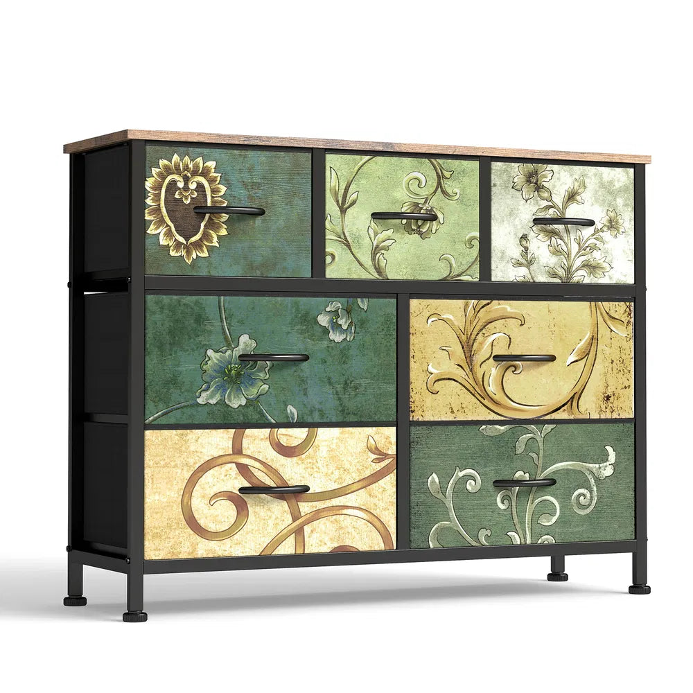 Dresser, Bedside Table With A Movable Fabric Box, Sturdy Steel-framed
