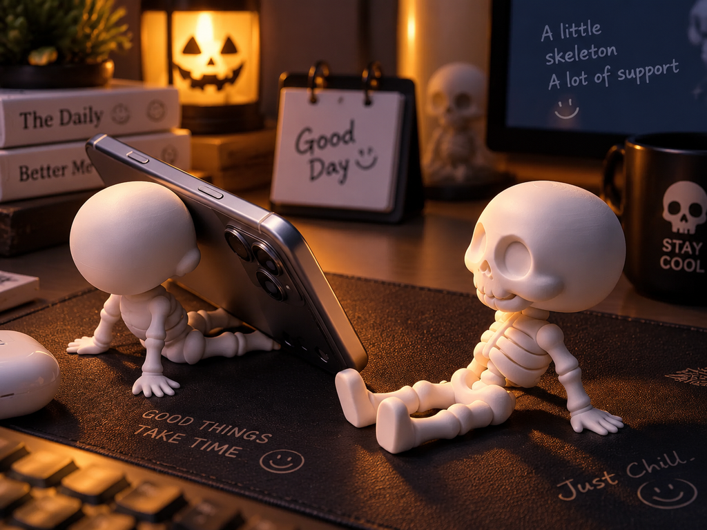 Skeleton Phone Stand, Halloween Skull Phone Holder, Creative Desk Decor