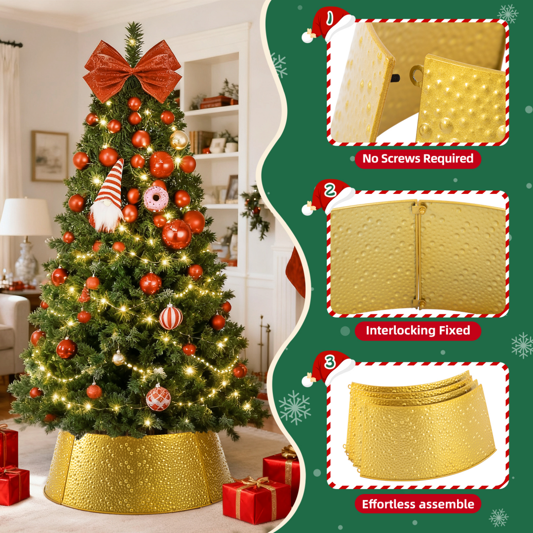 Metal Christmas Tree Collar, Waterproof Holiday Decorative Tree Base