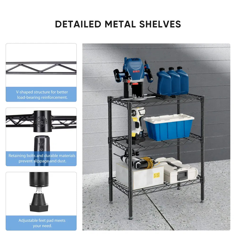 3-TierStorageShelf Unit,31-Inch Metal Wire Shelving Rack ,adjustable