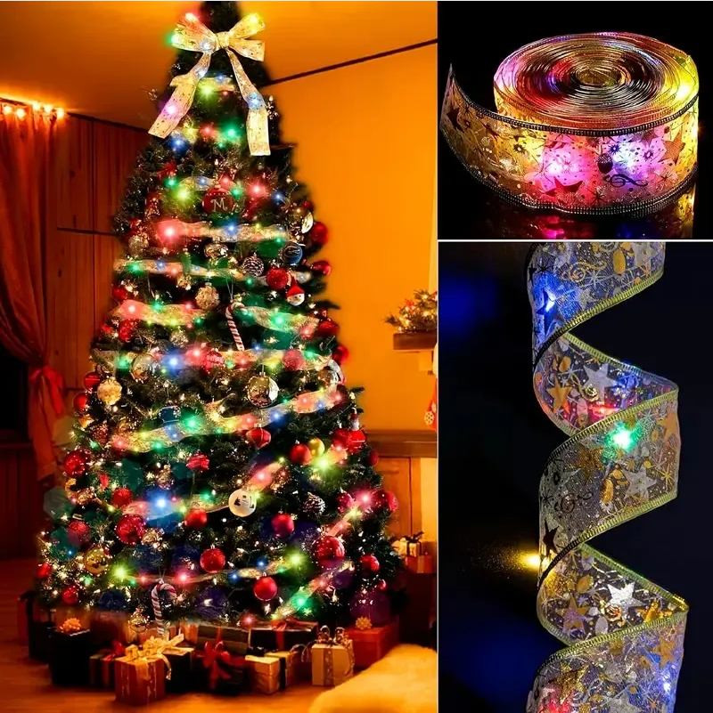A Christmas Tree With 32 Feet Of Ribbon