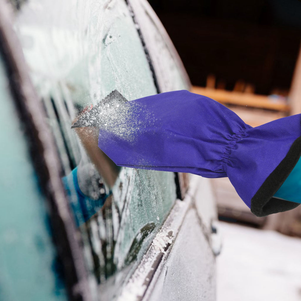 1Pc Ice Scraper Glove Car Windshield Snow Scraper Remover Glove Lined