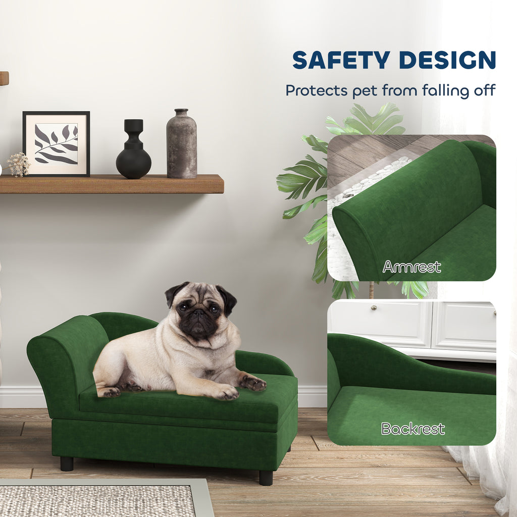Pet Sofa Bed Couch With Storage, Pet Sofa For Cats And Small Dogs, Green