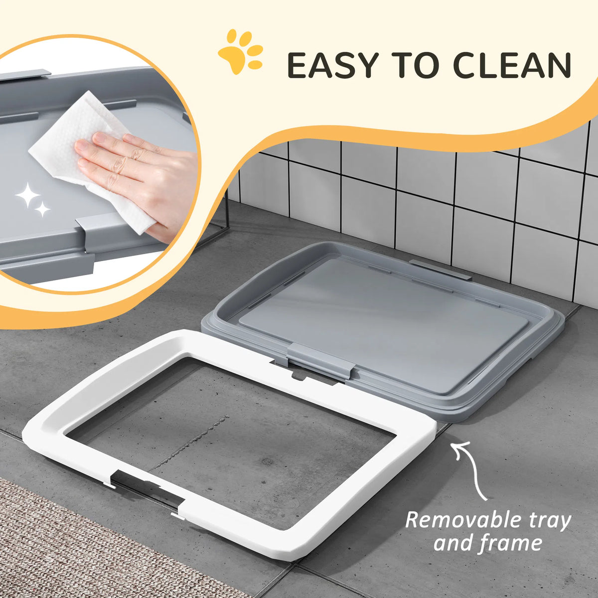 25" X 19" Pee Pad Holder, Dog Potty Tray For Indoor Outdoor, Easy