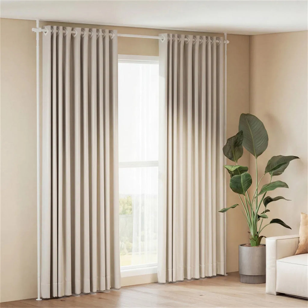 Drill-free L-shaped Room Divider Curtain Rod, Adjustable 28"-142"W X