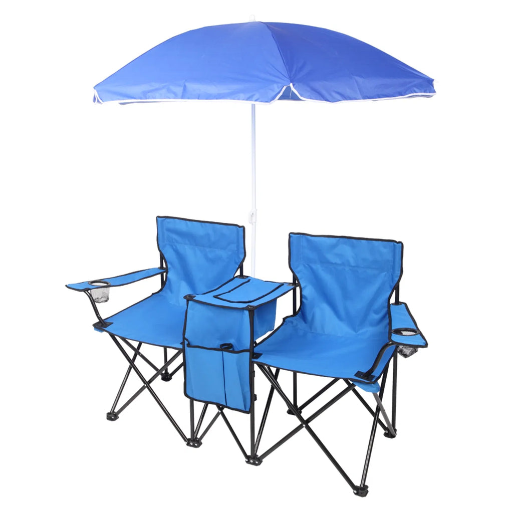 2-Seat Folding Chair with Removable Umbrella
