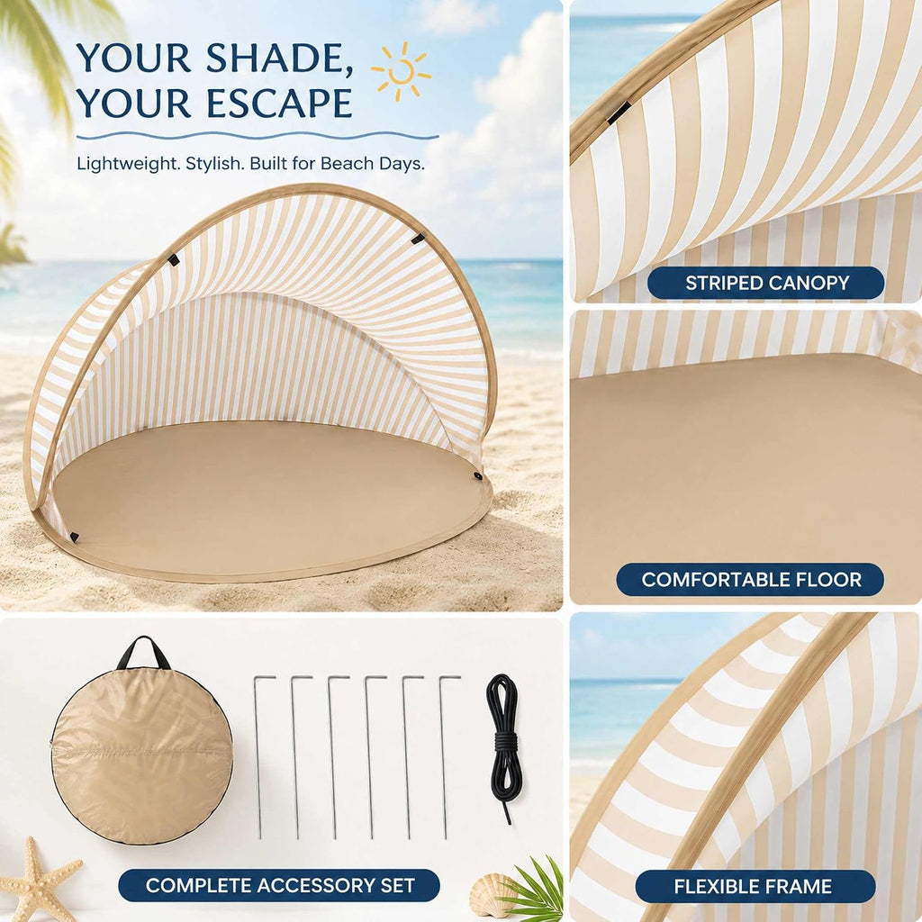 Pop-up Beach Sunshade Tent, Small Foldable Half-beach Tent, Easy To Set