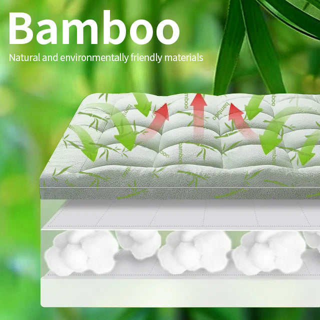 Cool Bamboo Mattress Topper Super Thick Breathable Bamboo Fiber