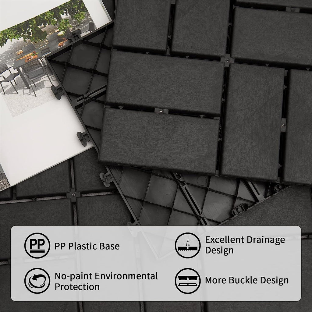 Patio Interlocking Deck Tiles, 12 X12 Square Composite Decking Tiles