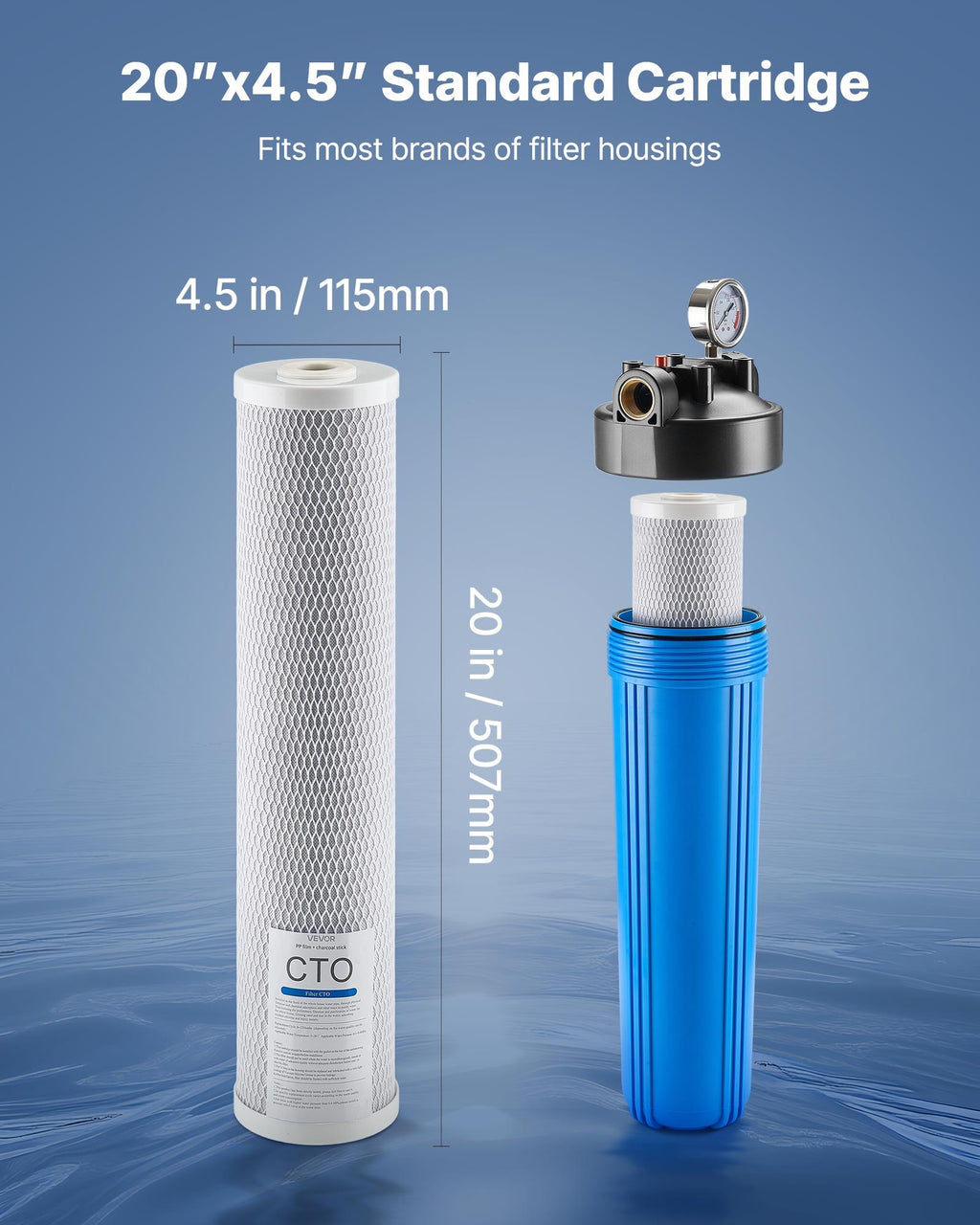 Whole House Water Filter Replacement Cartridge 4.5'x20' CTO Carbon 2