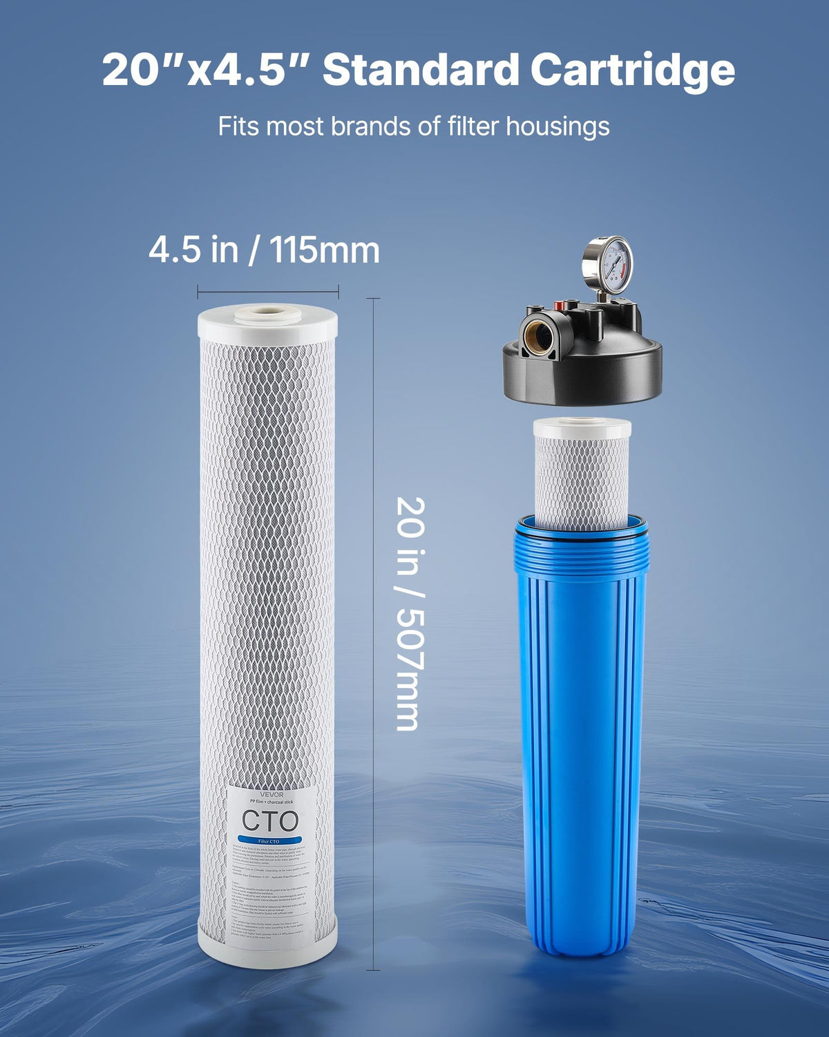 Whole House Water Filter Replacement Cartridge 4.5'x20' CTO Carbon 2