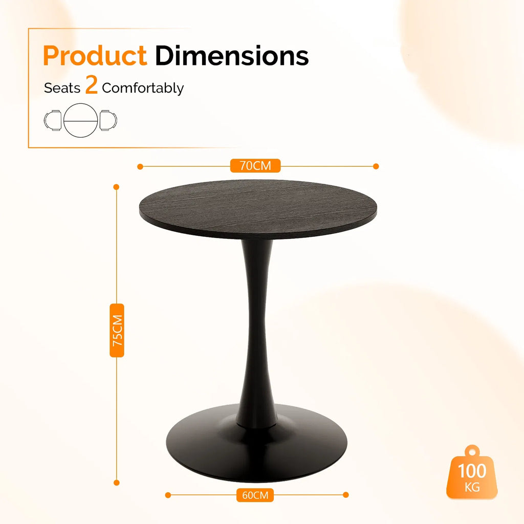 Round Tulip Dining Table, 27.6 Inch Circular Kitchen Table For 2 People