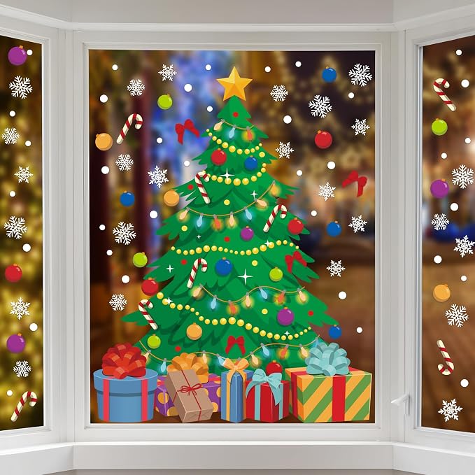 2-Sheet Extra-large Christmas Tree Window Clings, Double-sided