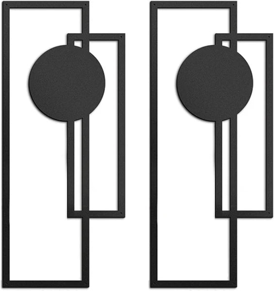 Abstract Line Iron Wall Art Set Modern Minimalist Black And White Decor