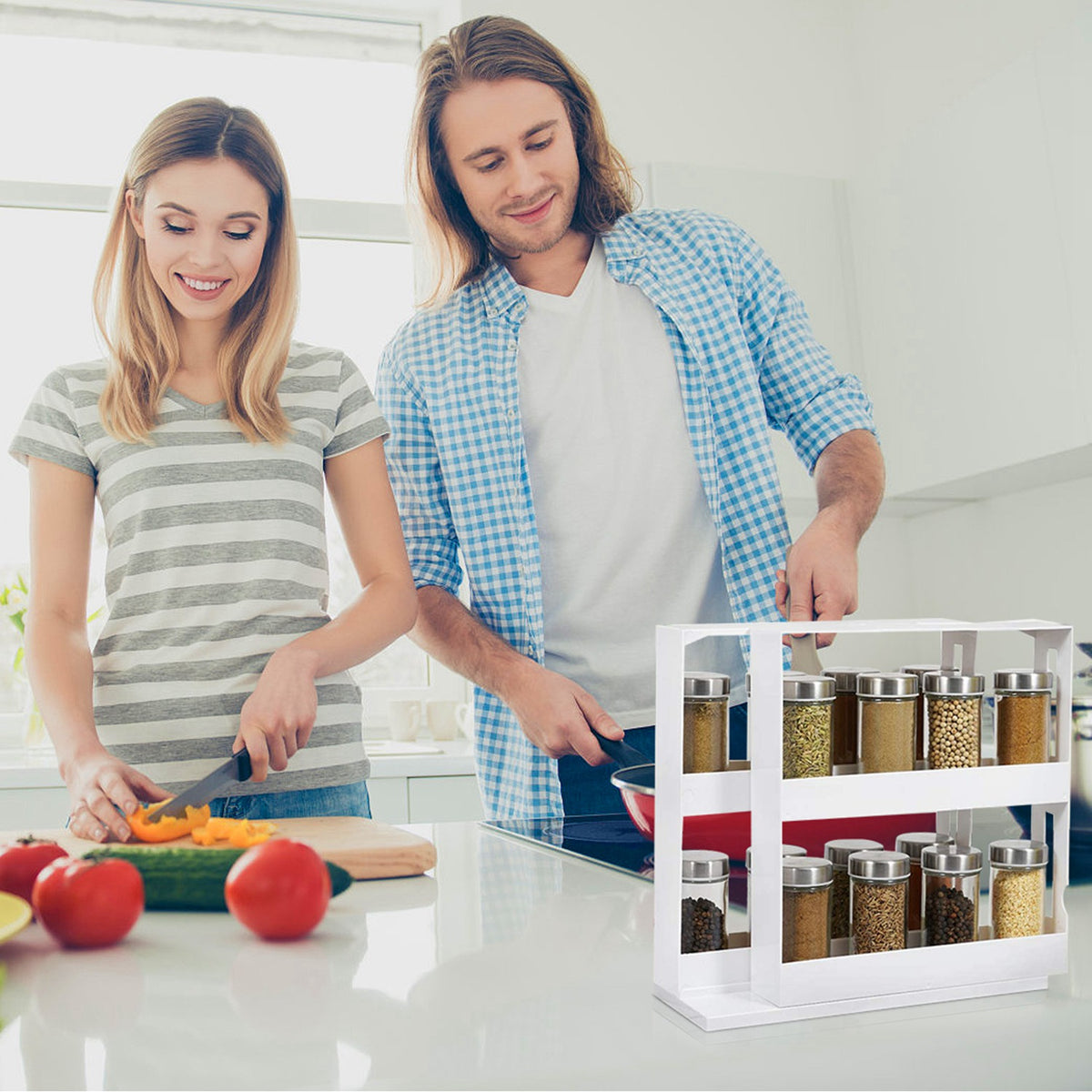 1Pc Swivel Cabinet Organizer Revolving Kitchen Rack Spice Organizer